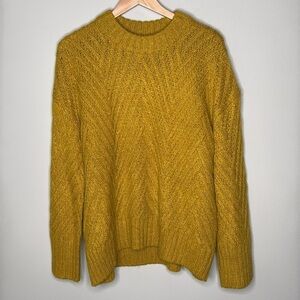 A New Day Cozy Knit Pullover Bell Sleeve Sweater in Mustard Yellow Size XL